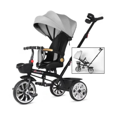 Triciclo con tutor gira 360° Negro con gris
