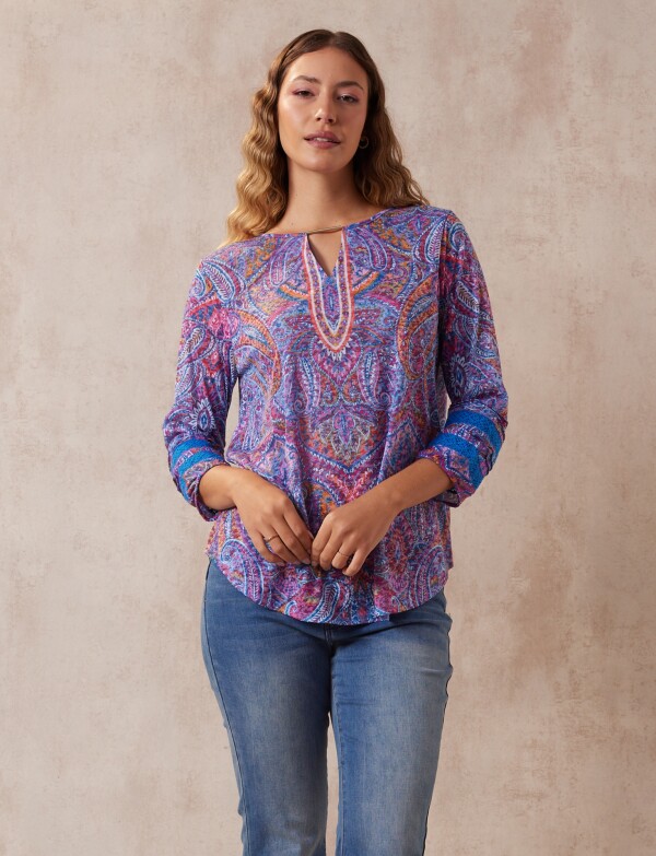 Blusa Printed MULTI/FUCSIA