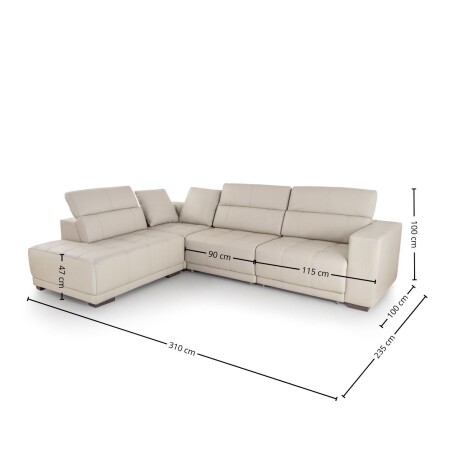 Rinconera Seúl (Retráctil) - Cuero Básico - Chaise izquierdo Arena - (Preventa)