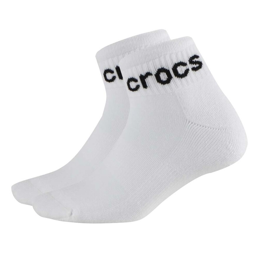 Medias Crocs Linear Logo Quarter (Half Cushion) Unisex White