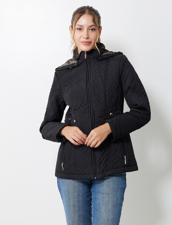 Campera Capitoneada Capucha NEGRO