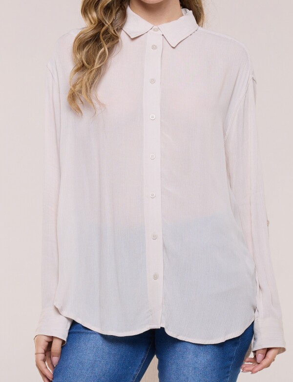 Camisa Holgada Texturad BEIGE
