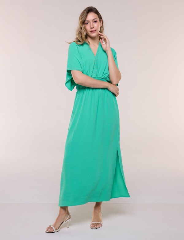 Vestido Maxi Con Tachas VERDE
