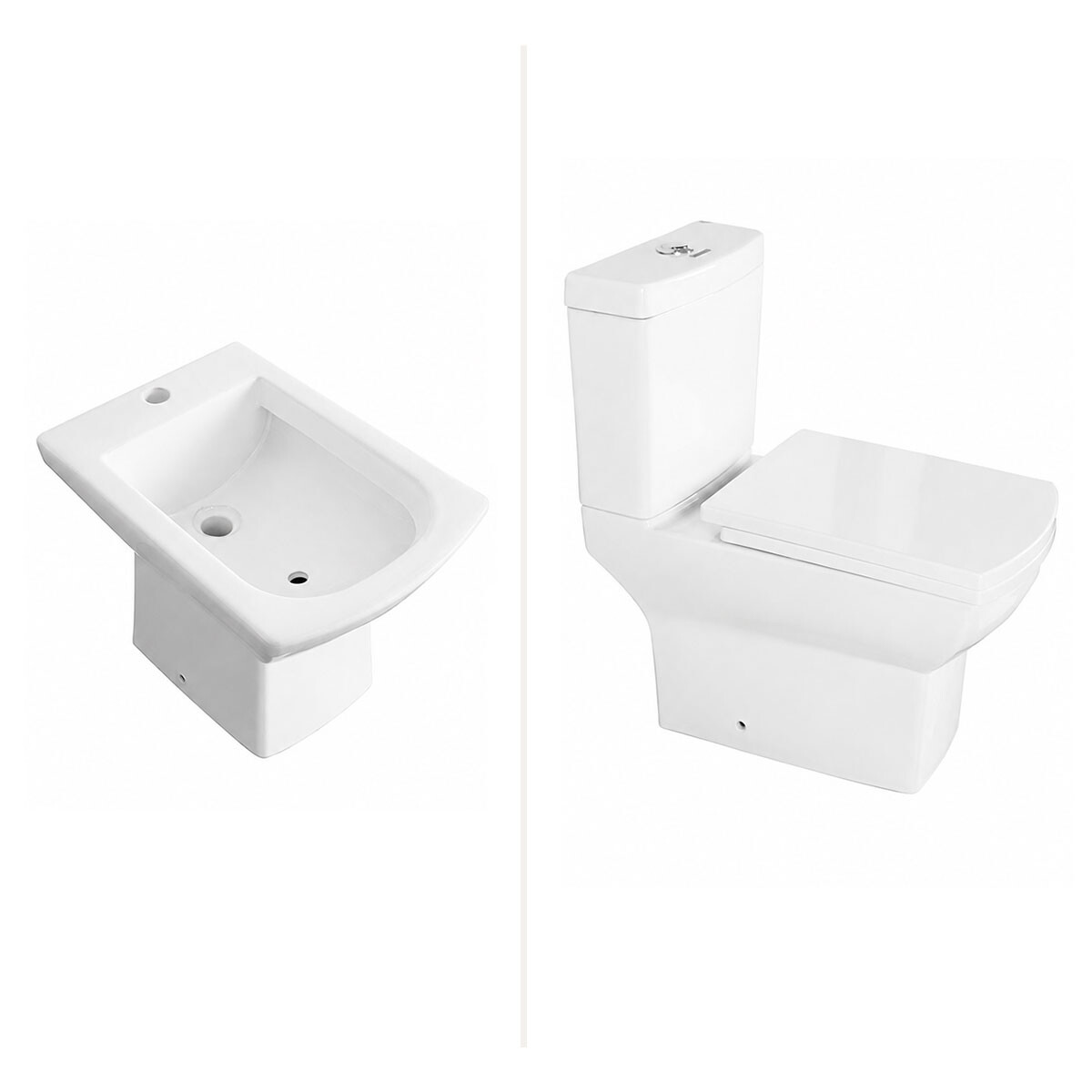 Inodoro Y Tapa Mochila Bidet Juego De Loza Garda Aqualia 