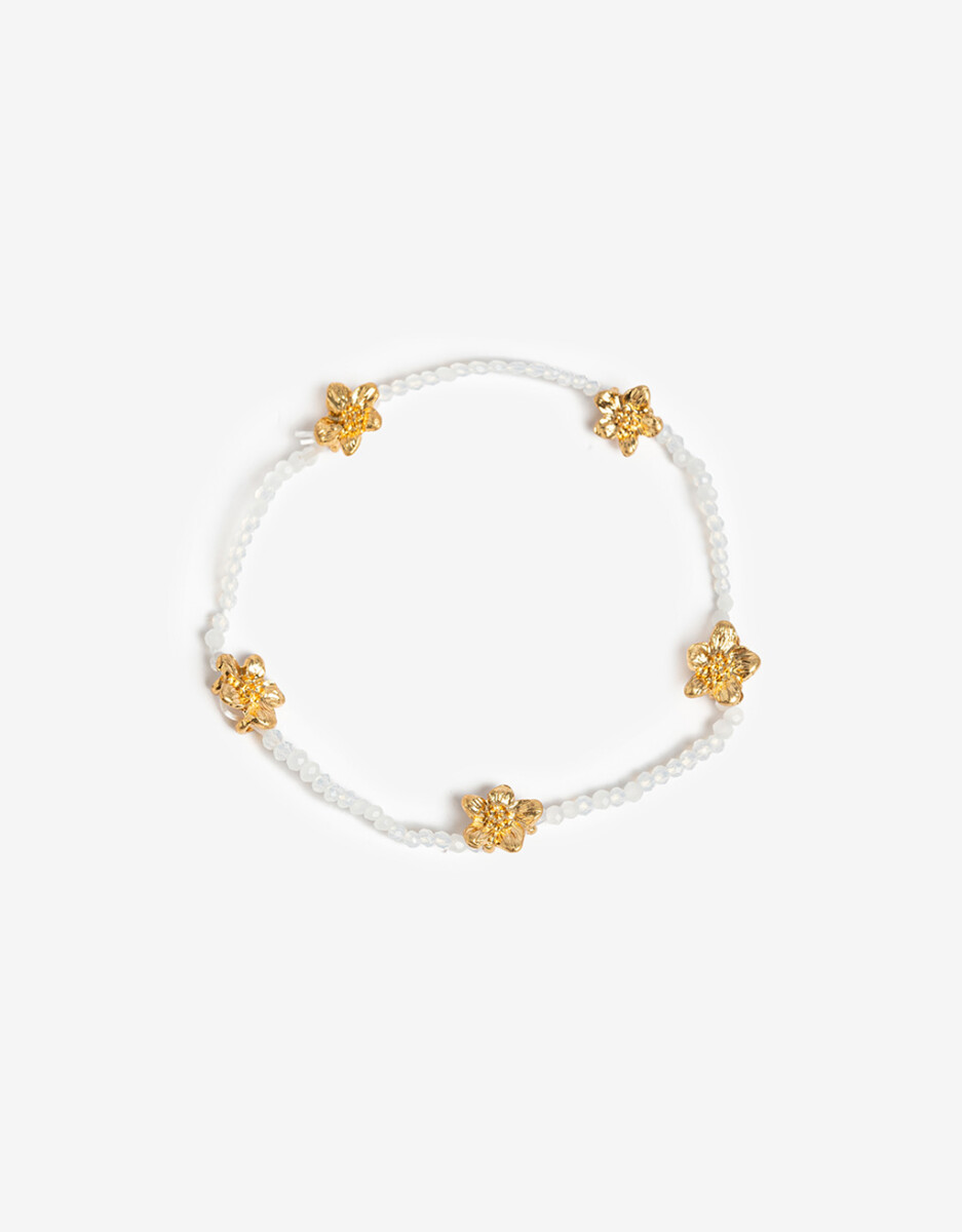 Pulsera Elástica Beads Y Flores 