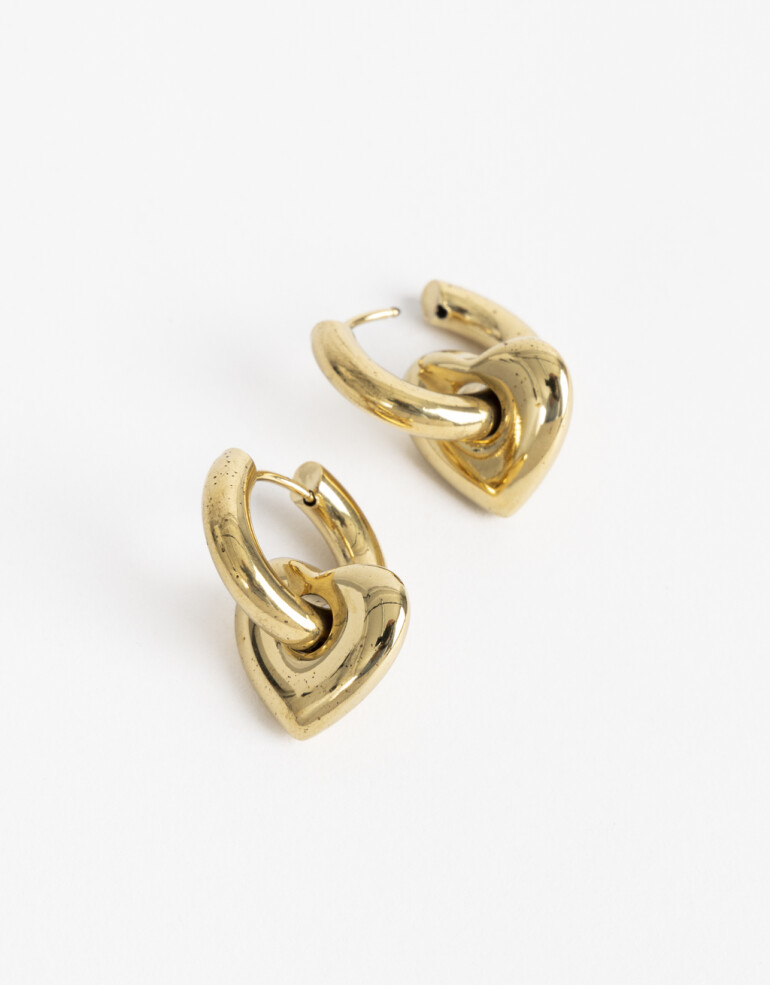 Aros Argollas Metal Argollas De Acero Corazón - Dorado