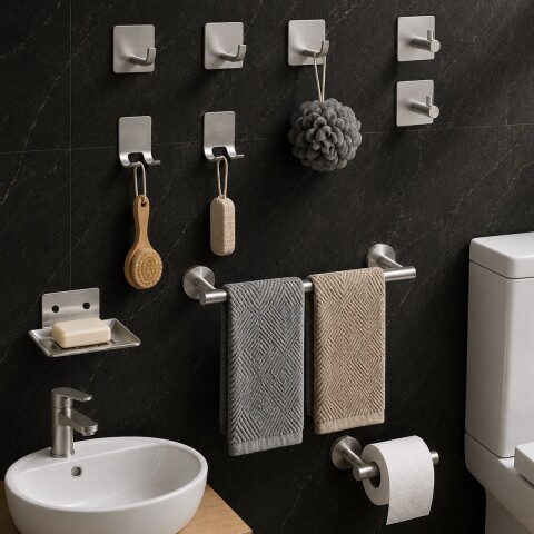 Set De Accesorios Para Baño Juego 10 Piezas Acero Inoxidable IMBACK Color Plateado Set De Accesorios Para Baño Juego 10 Piezas Acero Inoxidable IMBACK Color Plateado