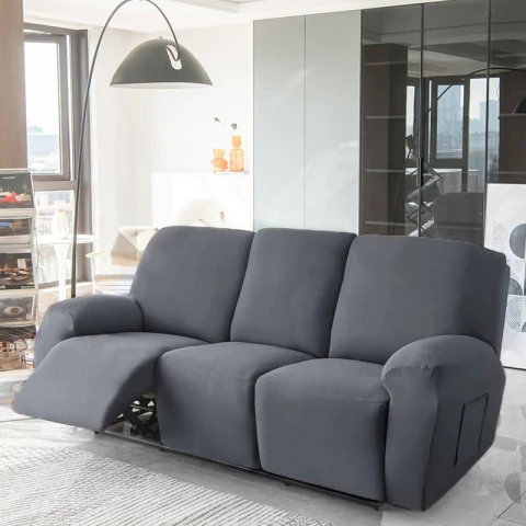 Funda sillón reclinable 3 cuerpos lisa gris