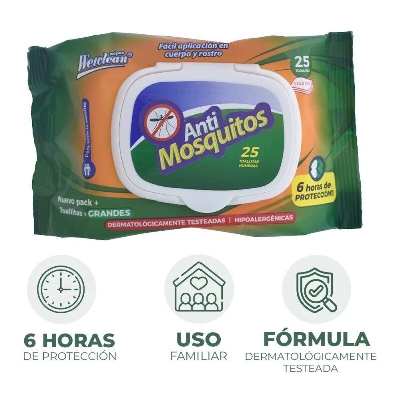 Toallitas Húmedas Wetclean Anti Mosquitos 25 Uds. Toallitas Húmedas Wetclean Anti Mosquitos 25 Uds.