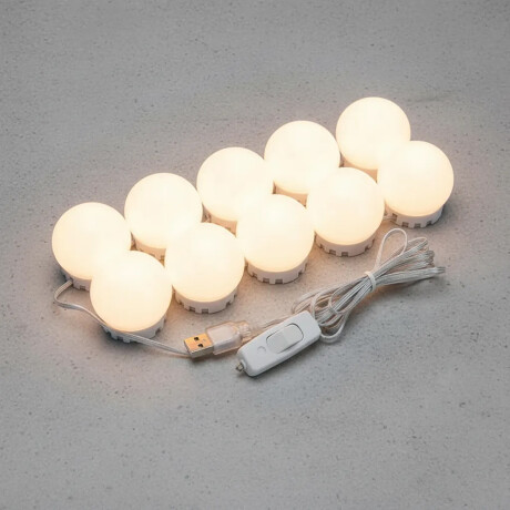 Kit Luces Led Decorativa Para Espejo Maquillaje Usb 10 Focos Blanco Frío
