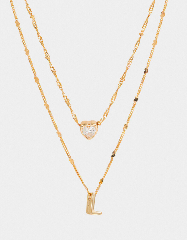 Collares Cortos Con cubic zirconia Collar Corto Cubic Inicial "l" - Dorado