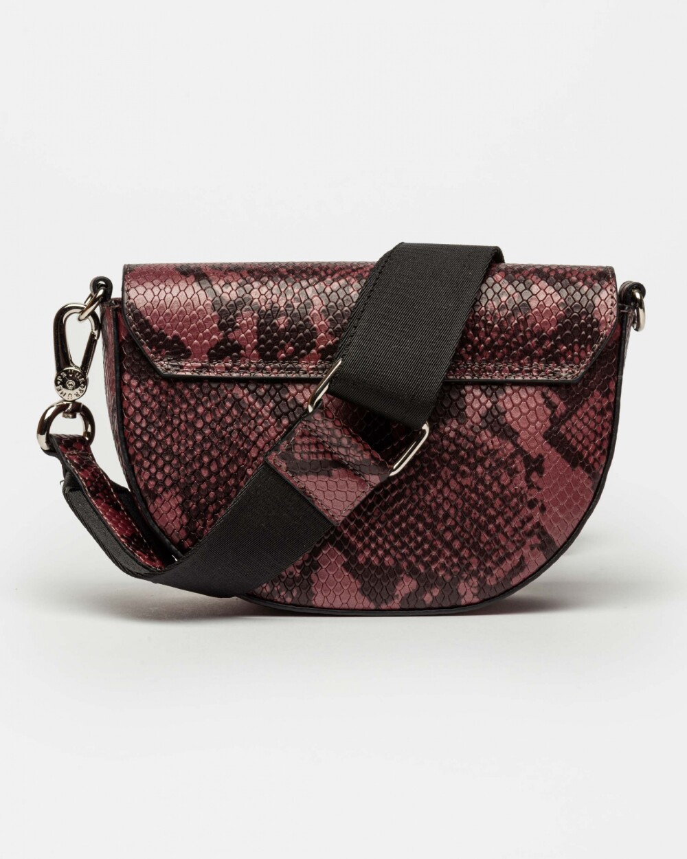 Mini Bag The Circle En Cuero Grabado Snake Metalizado Bordeaux