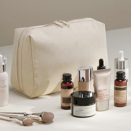 Neceser de tela grande Beige