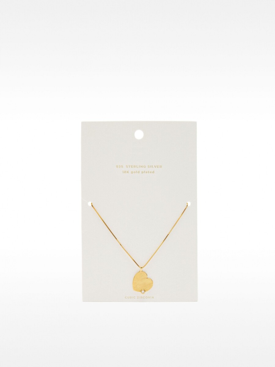 Collar De Corazón Con Circonita - Plata De Ley 925 dorado