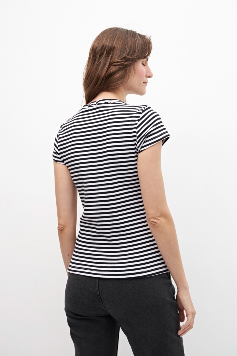 Remera manga corta rayada negro