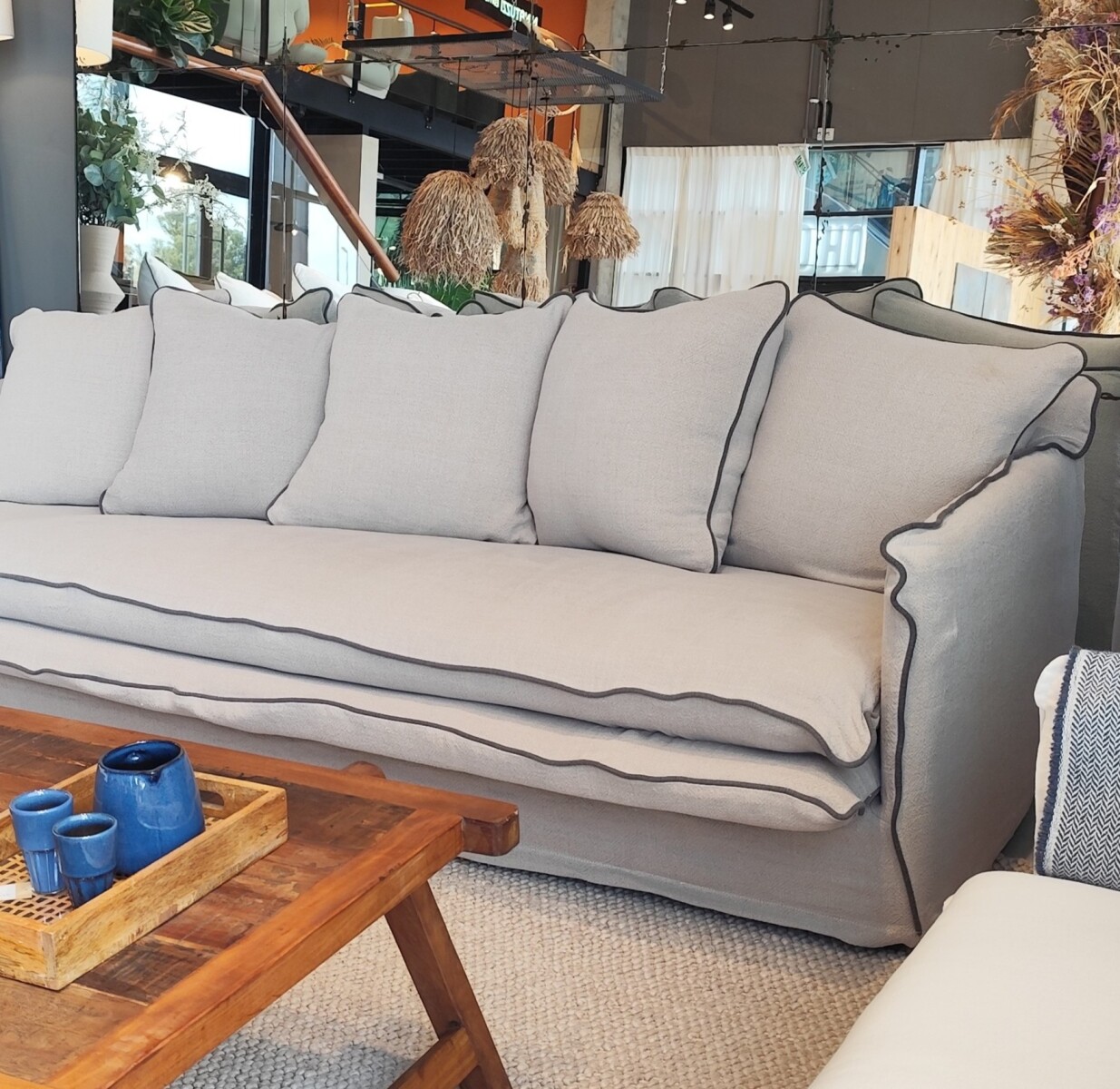 Sofá Cardo, Lino Greige, 2.10 m 