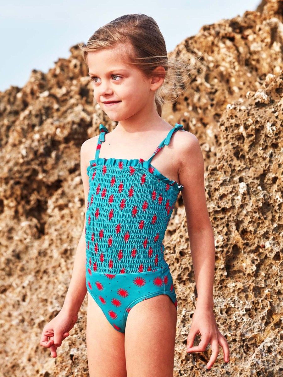 Bañador Smock De Soles Azul Claro