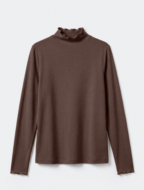 CAMISETA CUELLO ALTO - MARRÓN MARRÓN