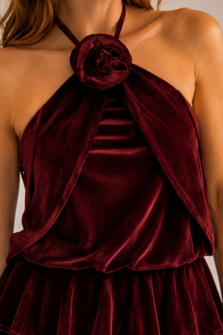 Top Rosa velvet Bordó