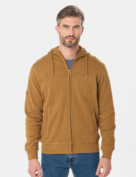 CANGURO CON CIERRE Y CAPUCHA Beige