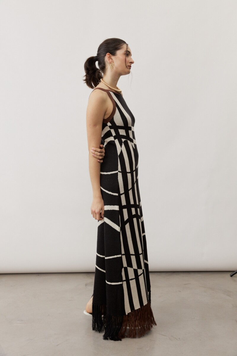 Vestido Ola NEGRO Y CRUDO