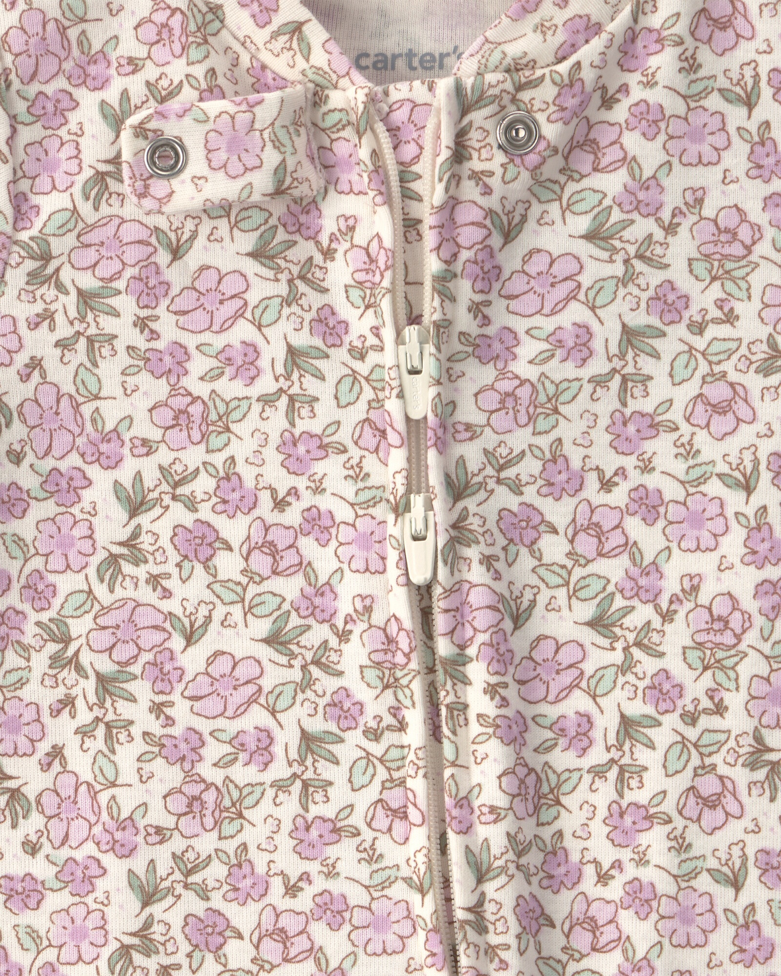 Set cuatro piezas de algodón, pijama, pantalón, body y vincha, lila, diseño floral Sin color