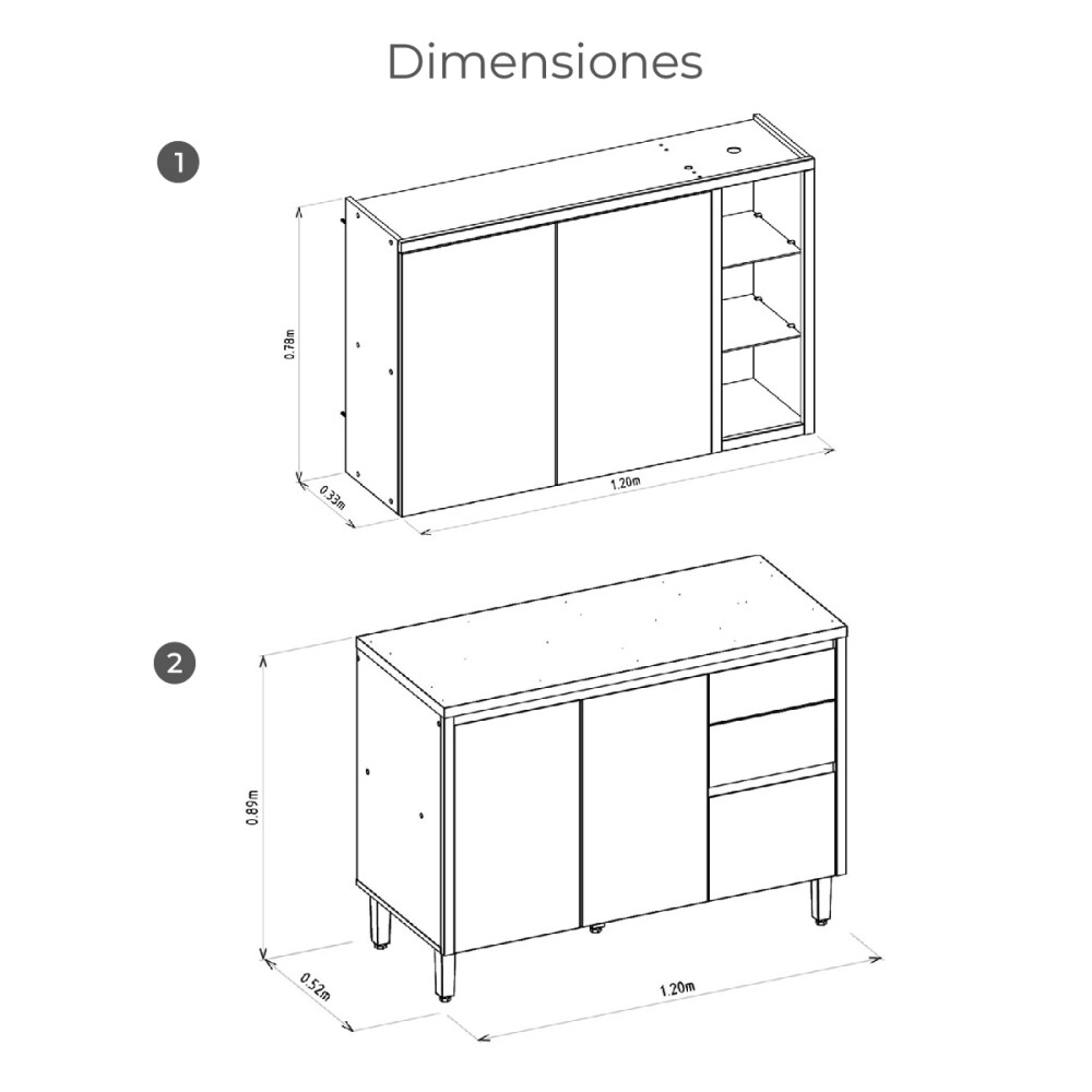KIT COCINA AEREO Y BAJO MESADA ALLURE Kit Cocina Aereo Y Bajo Mesada Allure
