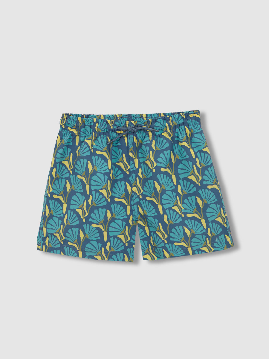 Bañador De Flores Azul