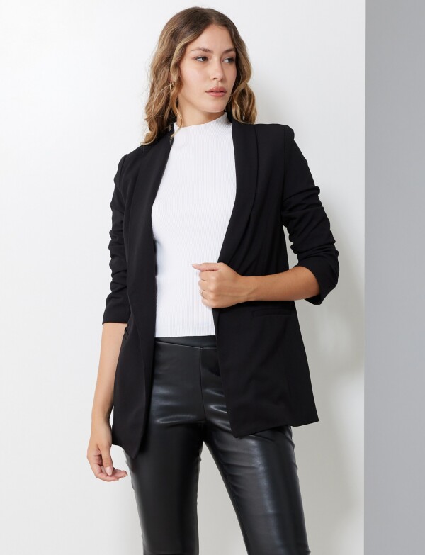 Blazer Crepe Manga Fruncida NEGRO