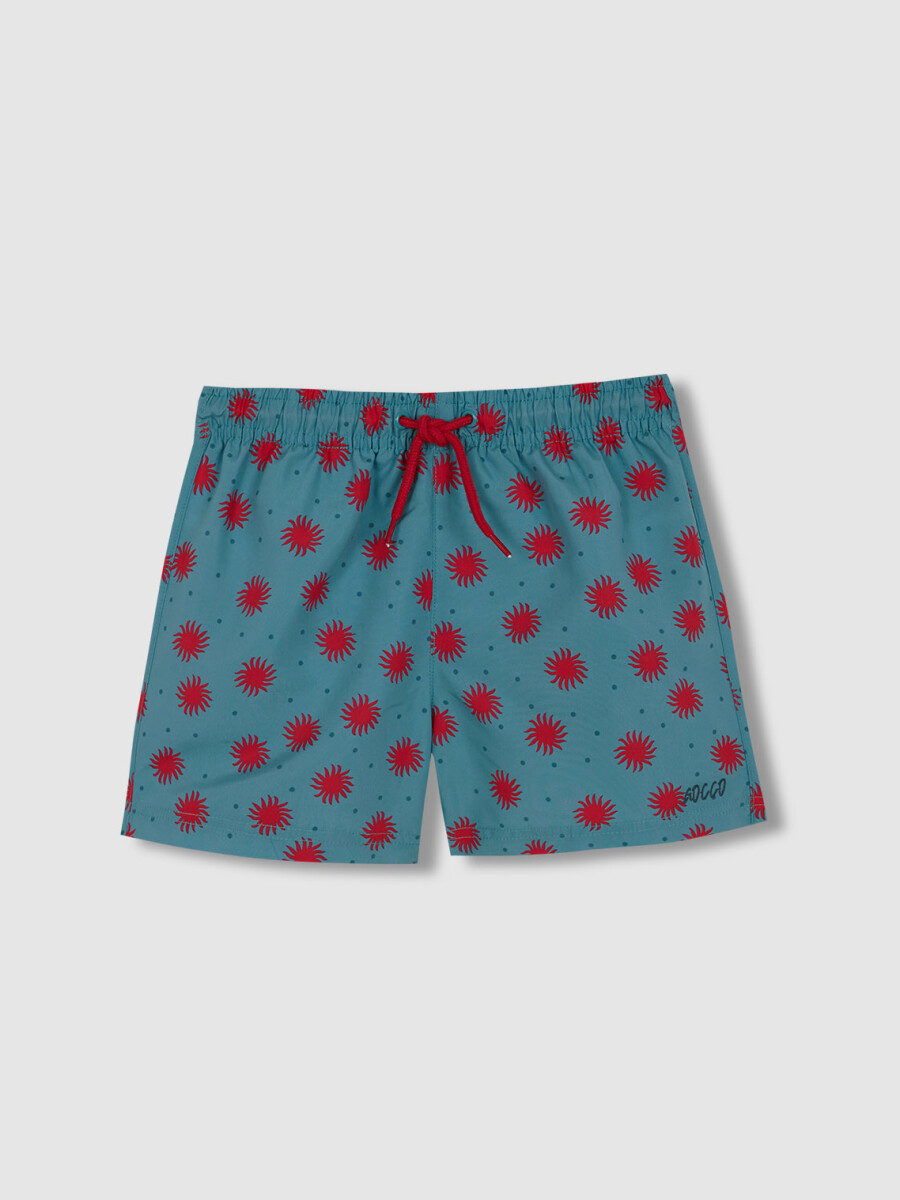 Bañador Estampado Soles Azul Claro