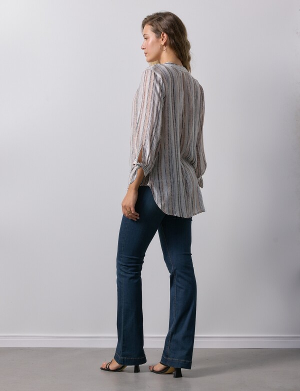 Blusa Lineas Mga Nudos MULTI/MARRON