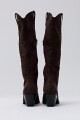 Bota caña alta de suede chocolate