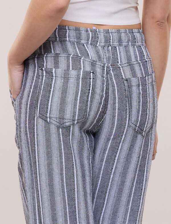 Pantalon Lino NEGRO/BLANCO