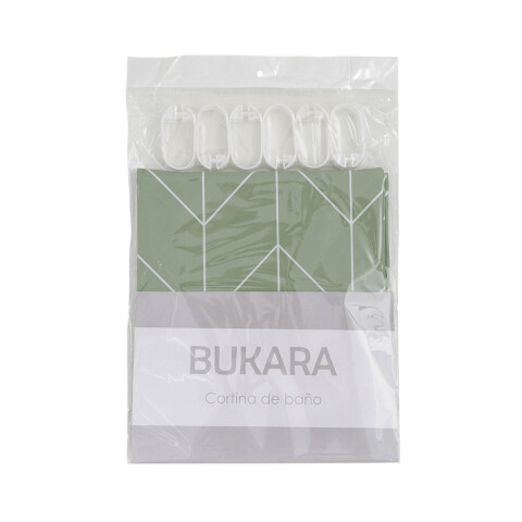 Cortina Baño Bukara con Argollas 180 x 180 cm 1195 GEOMETRICO VERDE
