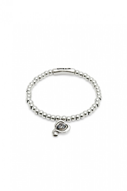 PULSERA DE BOLAS BAÑADAS EN PLATA DE LEY CON CRISTAL NEGRO Pulsera