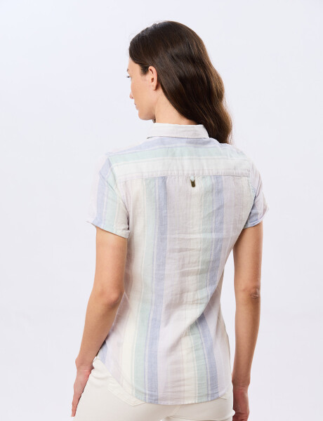 CAMISA RAYADA DE LINO Lila