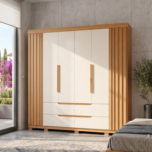 Ropero 6 puertas 4 cajones - Doble Casal Off Freijo