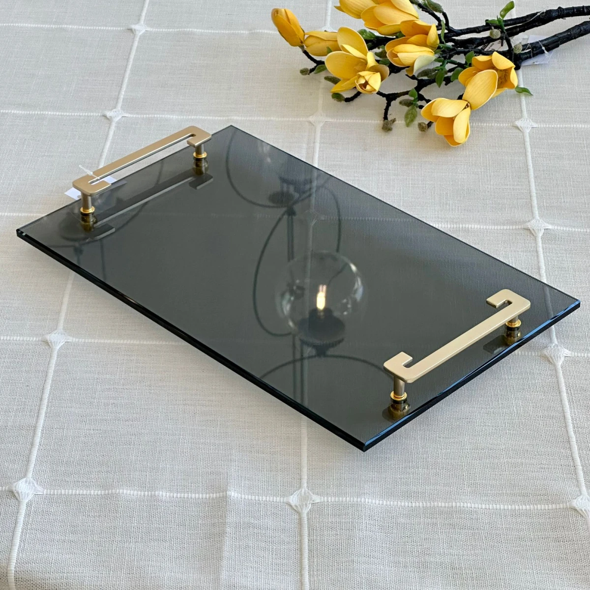 Bandeja Rectangular Decorativa Vidrio Largo 40cm x Ancho 25cm 