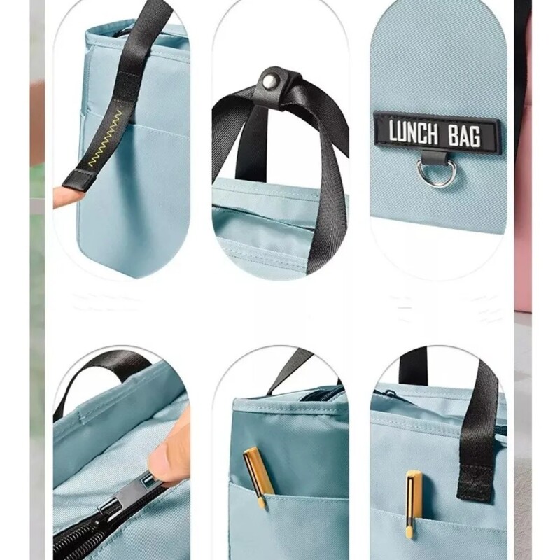 Bolso Lunchera Termica Almuerzo Celeste
