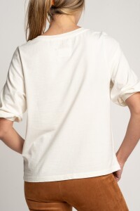 Remera Algodón Manga Globo Off White