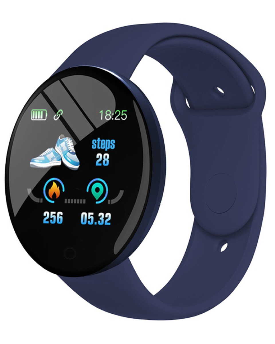 Reloj Smartwatch circular con malla en silicona - Azul 
