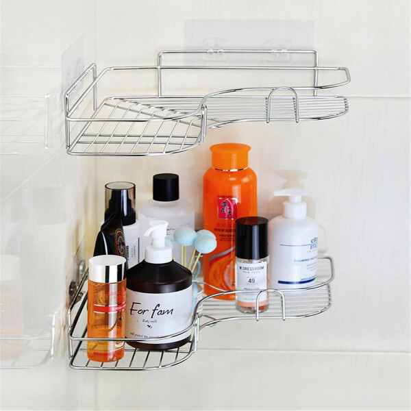 Estante Organizador Esquinero Set x2 Accesorio Baño Ducha Adhesivo Imback Color Plateado Estante Organizador Esquinero Set x2 Accesorio Baño Ducha Adhesivo Imback Color Plateado