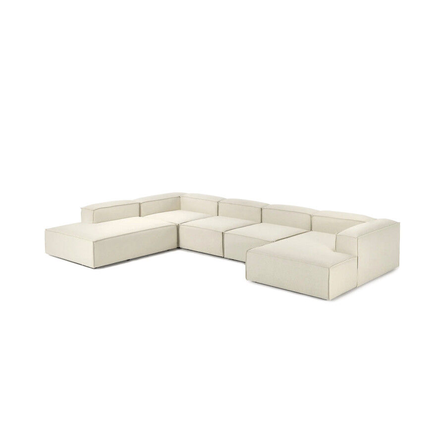Sillón Nicole Chaise Lounge + Esquinero + Respaldo X2+ Chaise Lounge Simple Beige