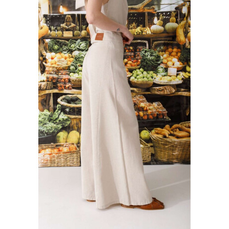 Pantalon Wide Xl Linen Lurex Beige