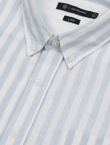 Camisa m/c lino celeste