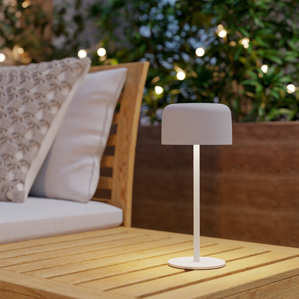 Lámpara de mesa blanco solar-USB 2,8W cálido IP44 EG3672