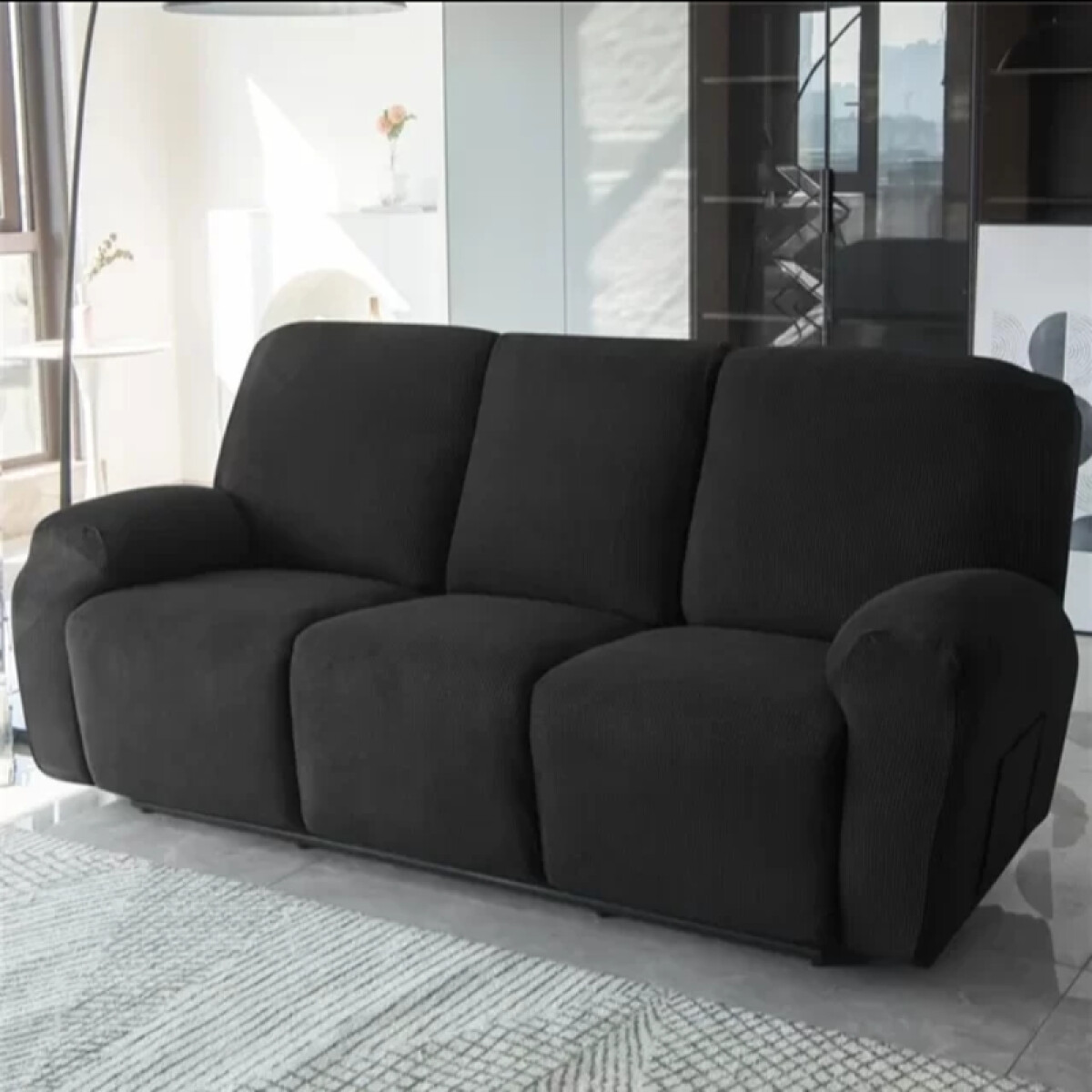 Funda sillón reclinable 3 cuerpos lisa - negro 
