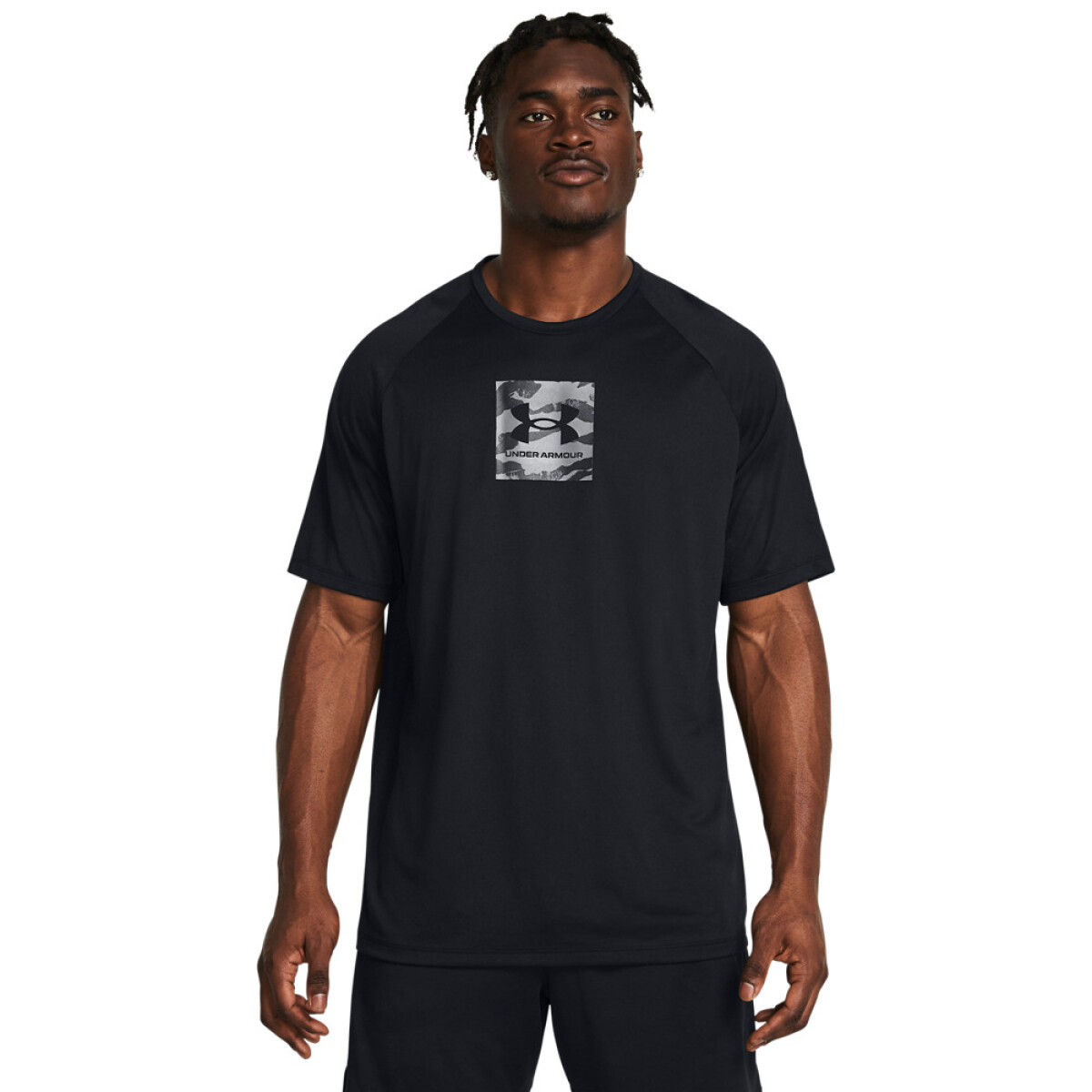 UA TECH PRINT FILL SS-BLK - BLK-002 