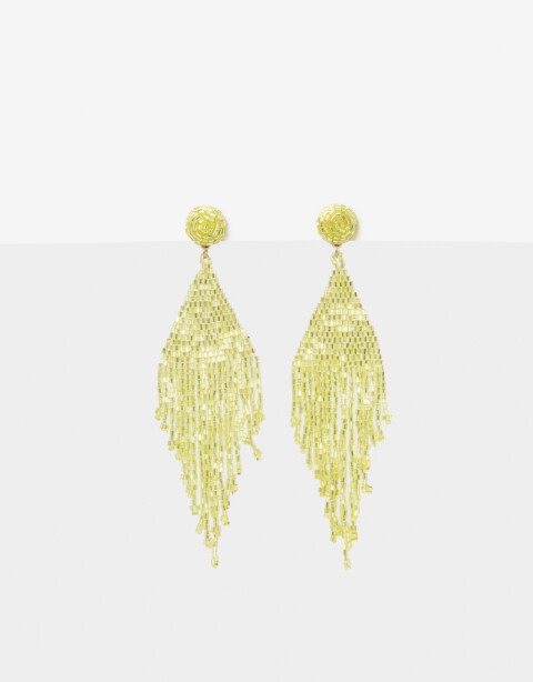 Aros Colgantes Largos Canutillos Aros Colgantes De Canutillos - Verde Lima