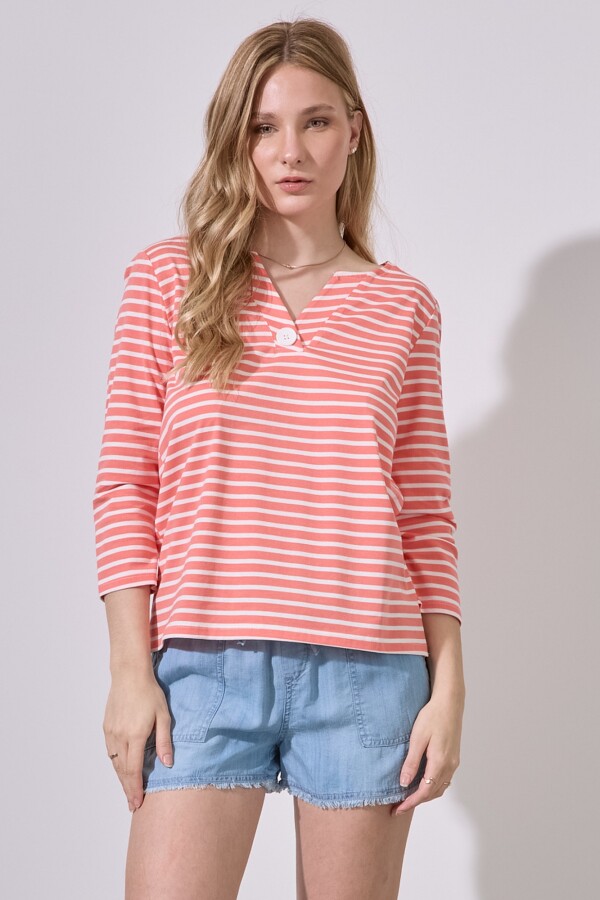 Remera Algodon Boton CORAL